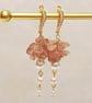 Drop earrings with natural rose quartz and pearl beads, handmade dangle earrings - Image 4