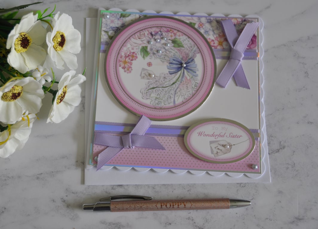 Sister Birthday Card To My Wonderful Sister Happy Birthday Thank You 