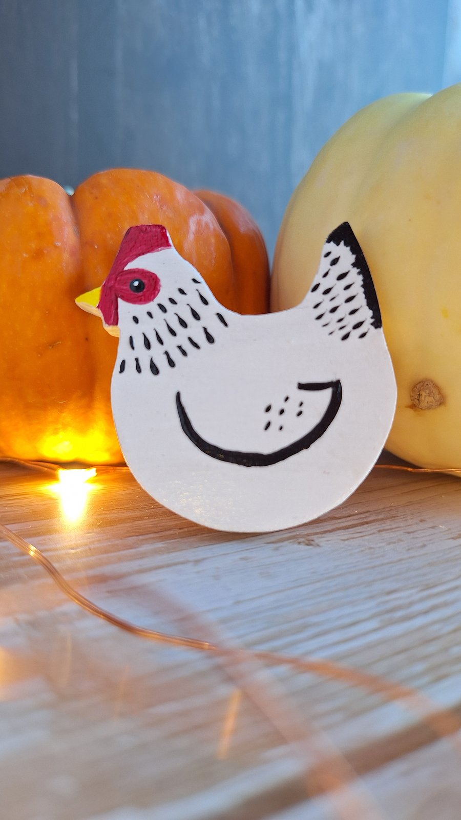 Handmade Wooden Pin - Chicken