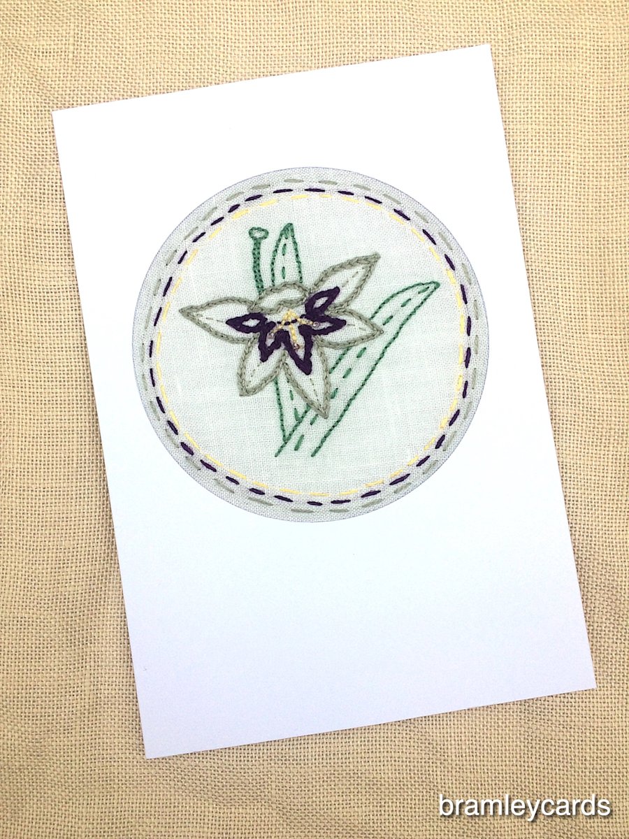 August Birthday Embroidered Gladiloli Card