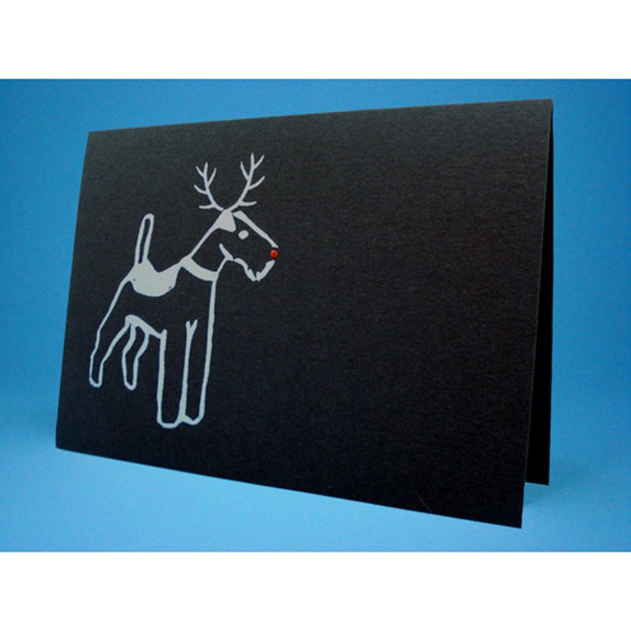 Rudolph the Fox Terrier Christmas Card
