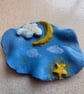 Handmade clay jewellery dish trinket dish star, moon and sky themed