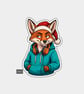 Funny Christmas Sticker Vinyl Xmas Decal For Adults - Cute Fox In Hoodie