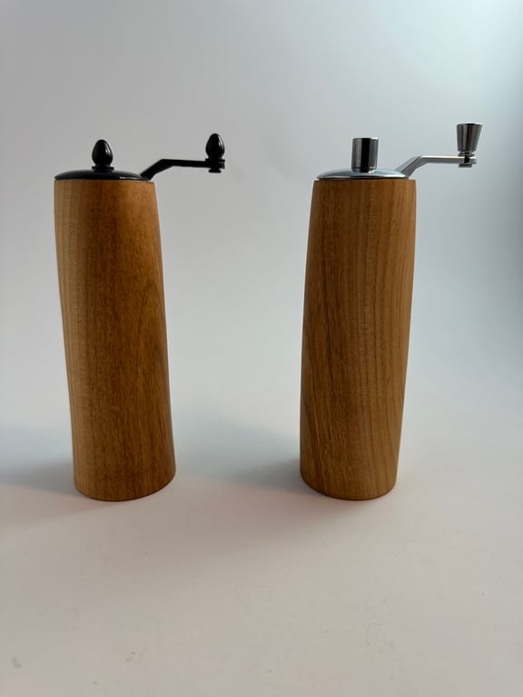 Salt and Pepper Grinders in Cherry hardwood.