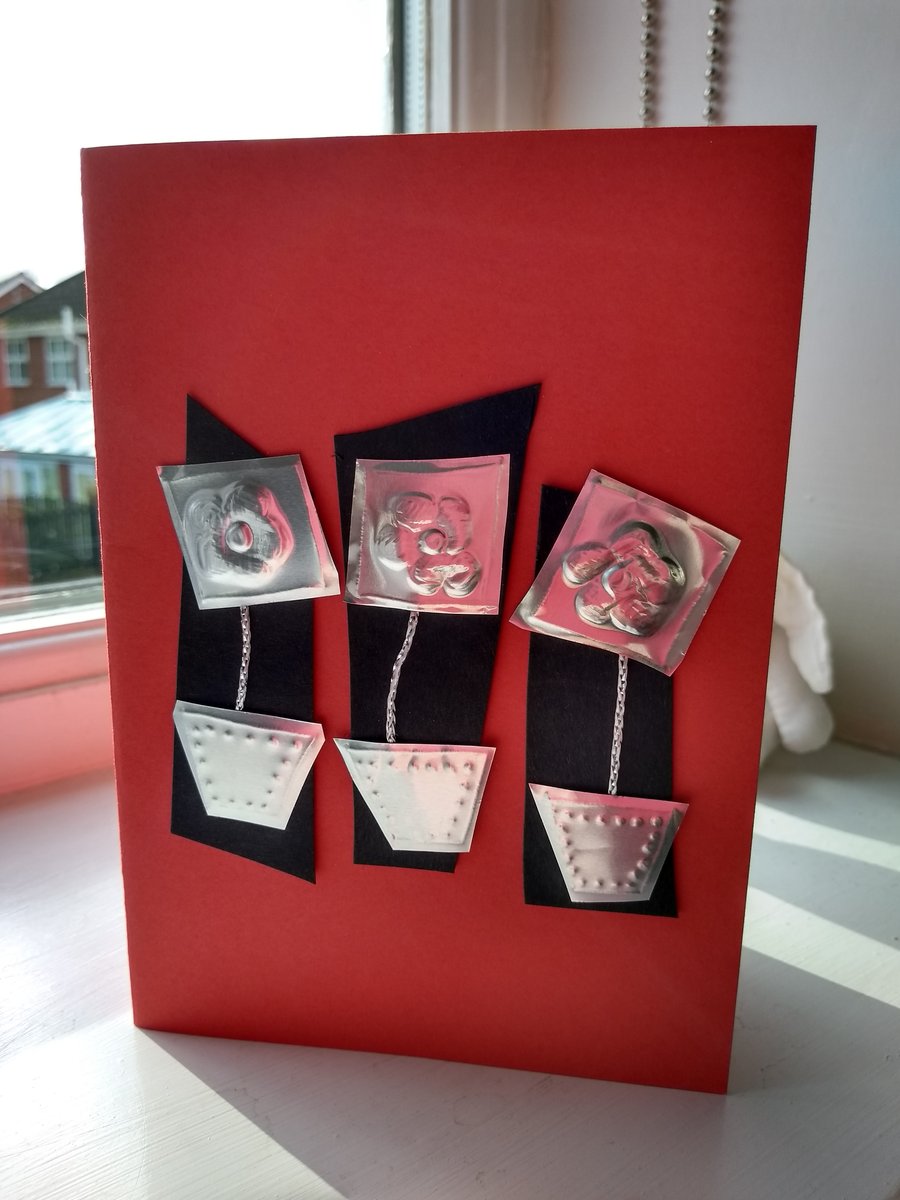 Three funky flower pots birthday card