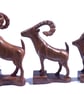 Set of 3 Hand Carved Wooden Goat Sculptures - Handmade Wooden Animal Home Decor