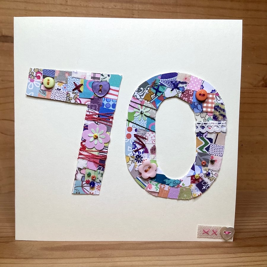 70th patchwork birthday card