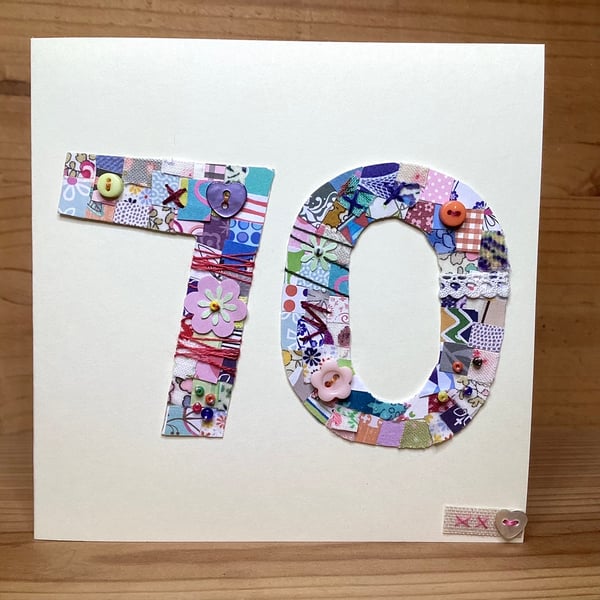 70th patchwork birthday card