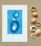Collagraph original print no.2 of a varied edition of 6 limpet shells stacked