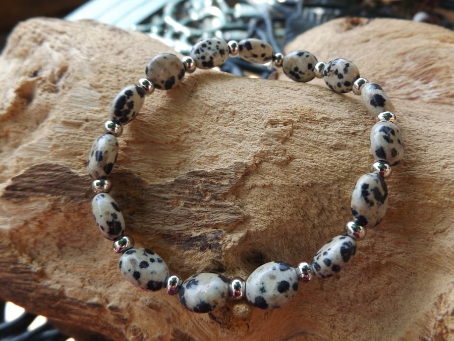 Dalmatian Jasper stretch bracelet