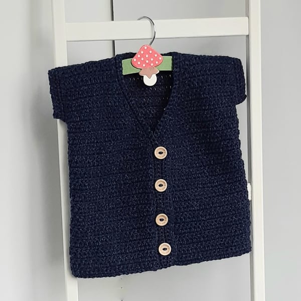 Handmade blue two-toned 6-12 months waistcoat