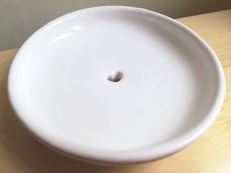 Handmade ceramic white soap dish with heart cut out gift 4 new home eco stand