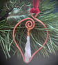 Copper Teardrop with Rainbow Quartz Point; Yule or Christmas Decoration