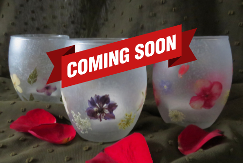 Handcrafted Frosted Tealight Holder with Natural Dried Pressed Flowers