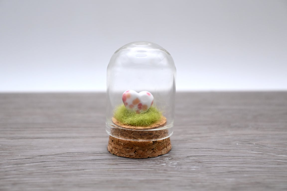 small glass pink heart cloche keepsake gift