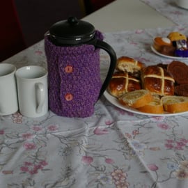 Cafetiere Cosy Hand Knitted in Purple 