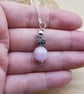 Pink Kunzite pendant necklace. Reiki jewelry uk. Bali Silver bead pendant. 10mm  - Image 3