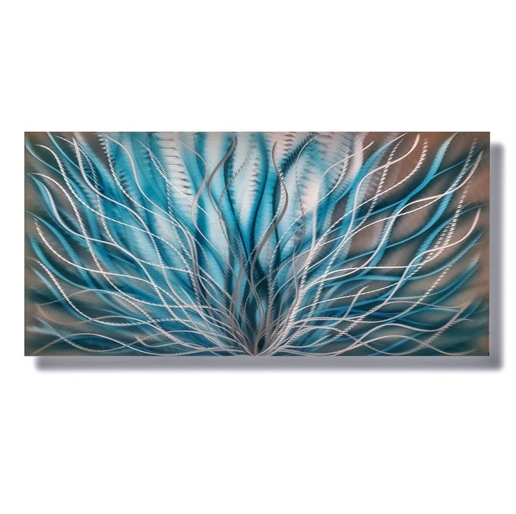 Teal Metal Wall Art, Silver Metal Wall Art, Mod... Folksy