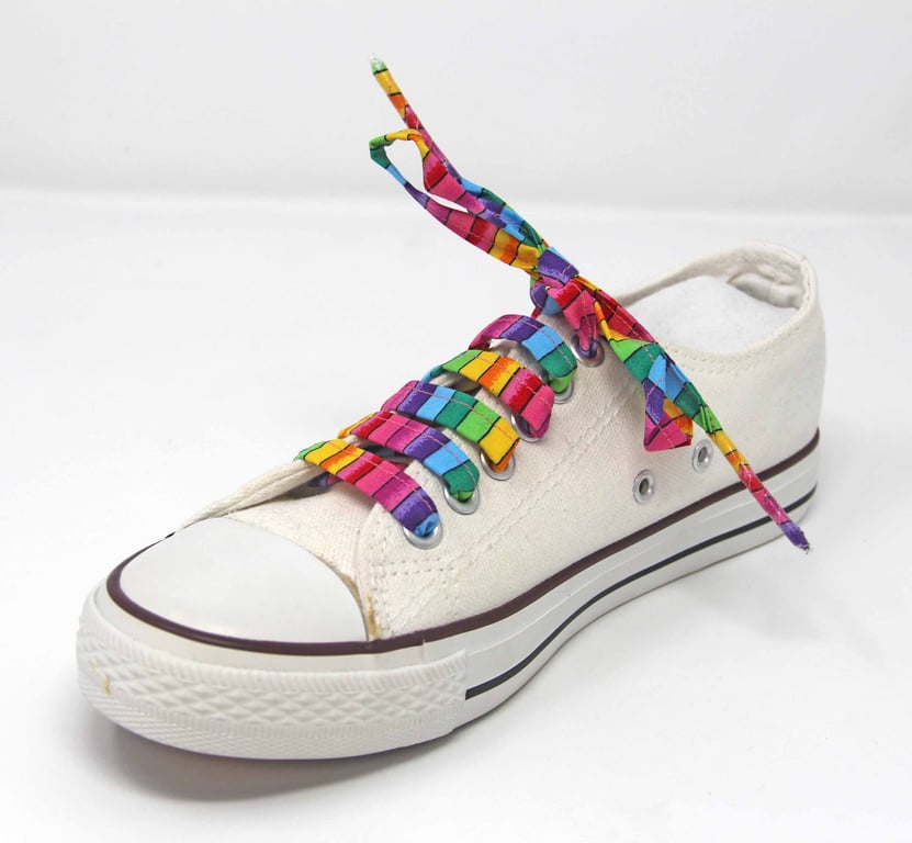 Rainbow Cotton Stripe Shoelaces, range of colours
