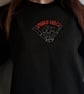 Handmade Embroidered Halloween Sweatshirt - Minimalist Skeleton Hand Cosy Spooky - Image 2