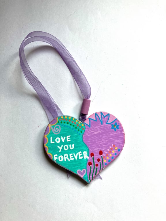 LOVE YOU FOREVER hand painted heart 