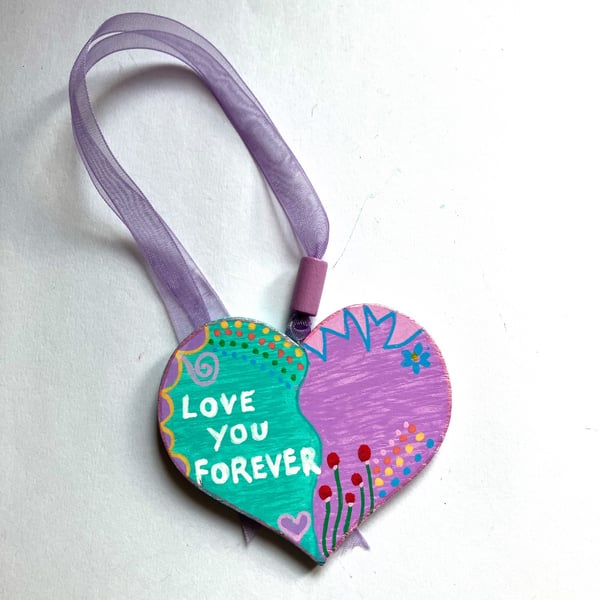 LOVE YOU FOREVER hand painted heart 