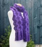 Crochet Stripey Scarf in Sparkly Purple and plain Purple - Image 4