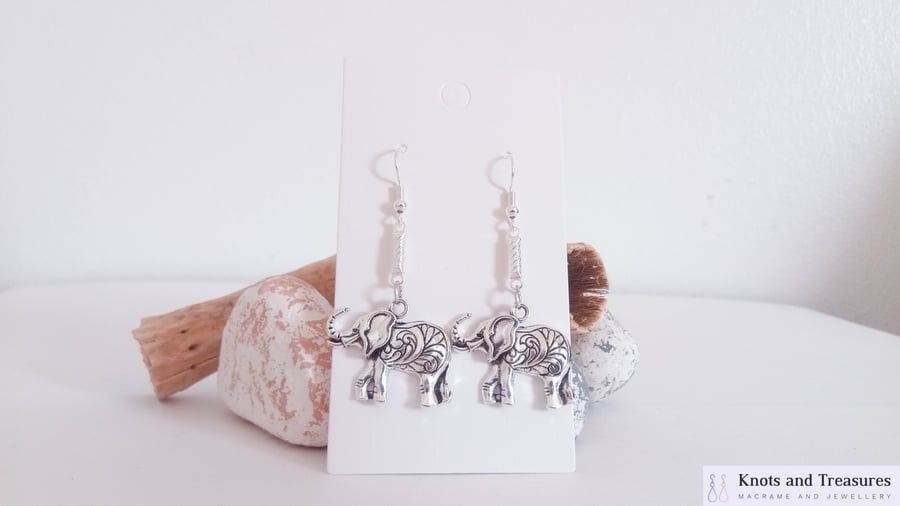 Silver Elephant Earrings