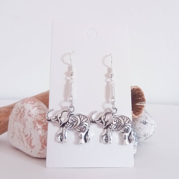 Silver Elephant Earrings