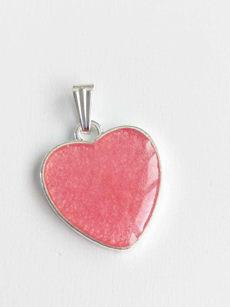 Small Pink Resin Heart Pendant
