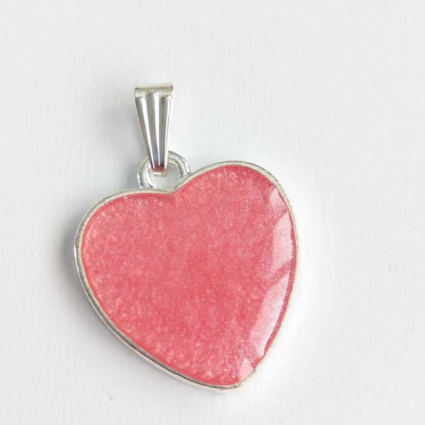 Small Pink Resin Heart Pendant