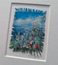 Clifftop Idyll - Original miniature on fabric. A5 Mounted - Image 5