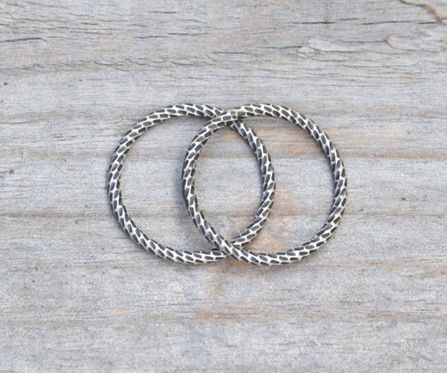 Textured Ring In Antique Style, Stackable Ring In Sterling Silver