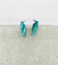 Titanium posts bird stud earrings - Mini Galaxy green Crows- Hypoallergenic - Image 1