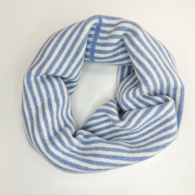 Summer Seconds Stripe snood cowl - glacier and white