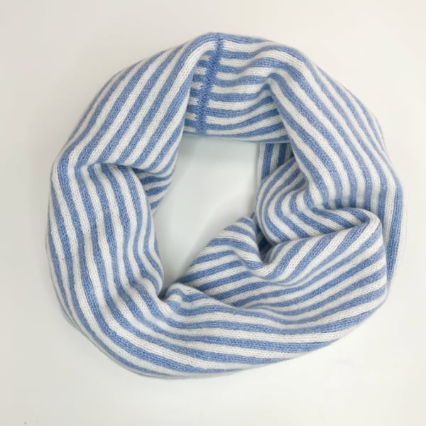 Summer Seconds Stripe snood cowl - glacier and white