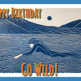 Happy Birthday Go Wild! Wild Swimmer Card A5