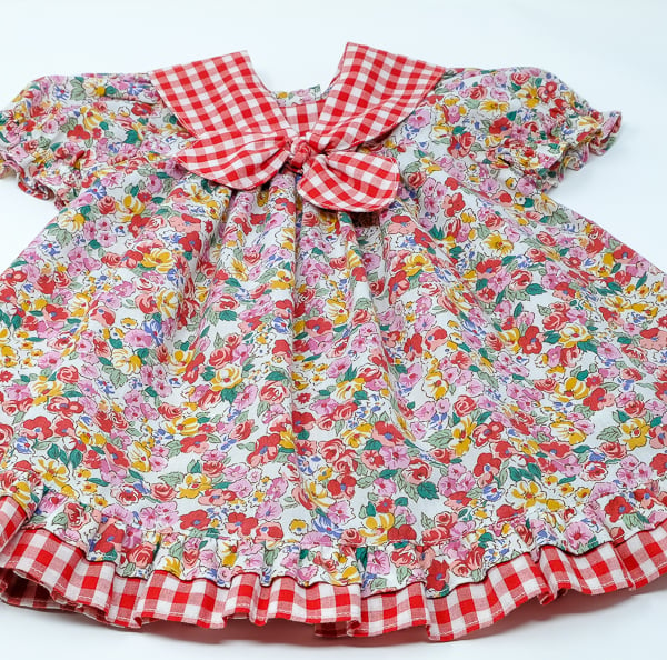 Floral & Gingham Baby Dress 3 - 6 months