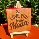 Love you to the moon Personalised Wooden Coaster – Romantic Gift for Him or Her 