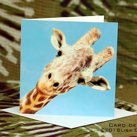 Exclusive Handmade Giraffe Hello Greetings Card on Archive Photo Paper