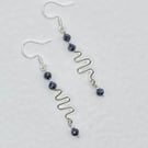Squiggle drop earrings with faceted spinel stones 