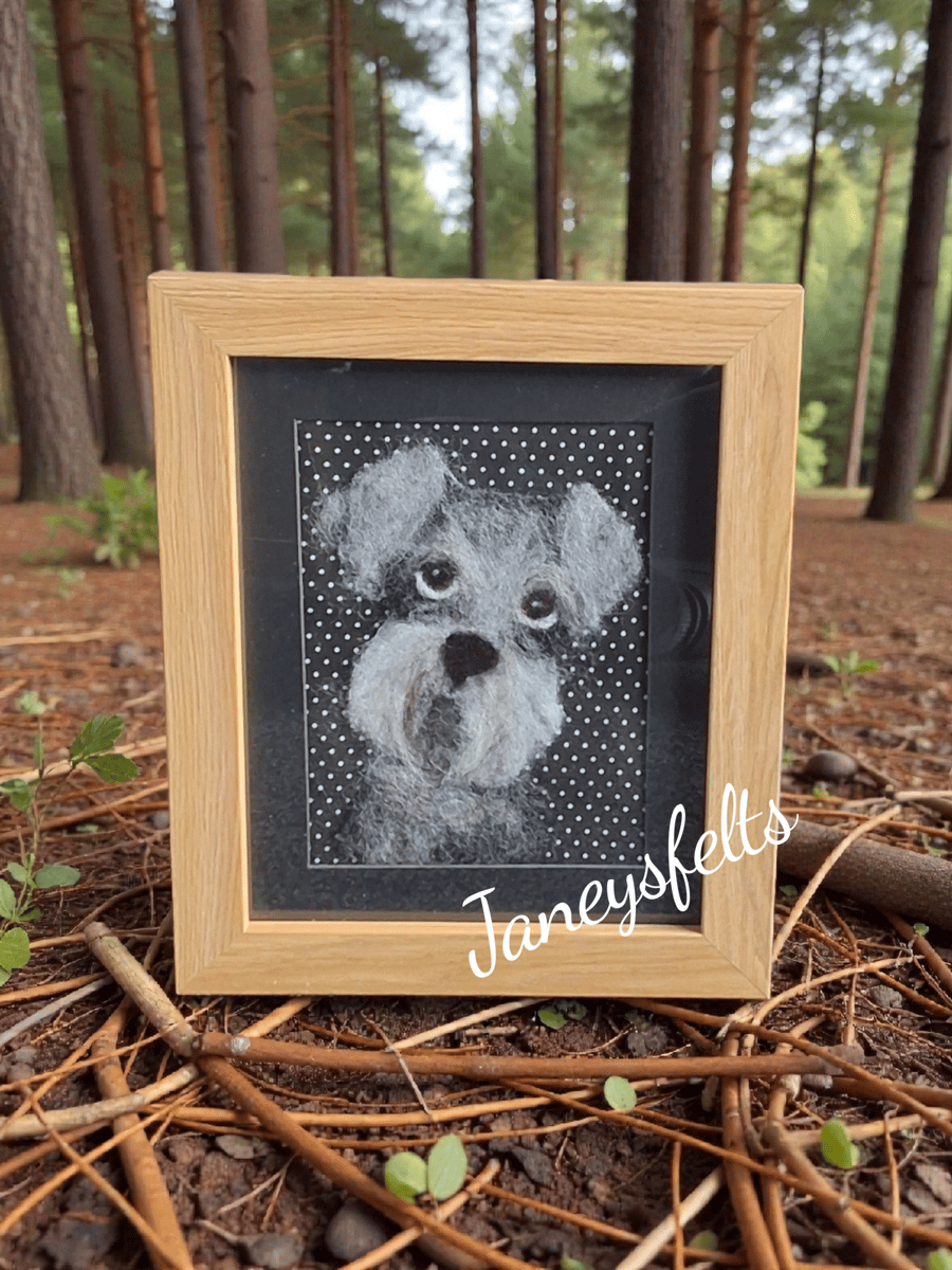 2d needle felted dog portrait 