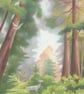Redwood Forest drawing - beautiful trees, California art  - Image 1