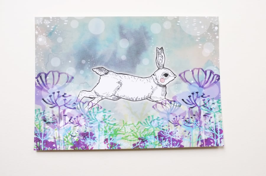 Rabbit Illustrated Postcard