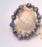 Floral Patterned Blue & Black Ceramic Bead Stretch Bracelet, Gift for Her - Image 3