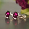 Ruby and Sterling Silver Stud Earrrings