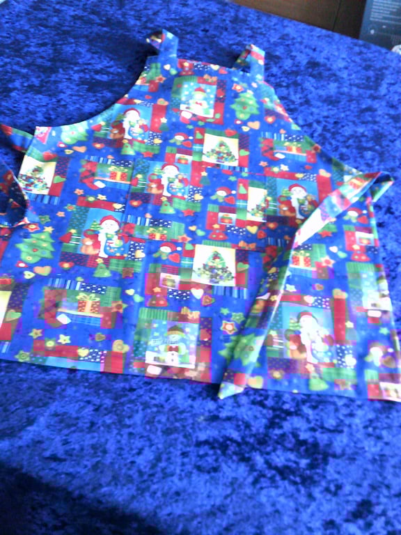 Santa, Snowmen and Christmas Trees Child's Christmas Apron