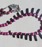 Black Hematite & Purple Pearl Gemstone Statement Cleopatra Fan Beaded Necklace - Image 5