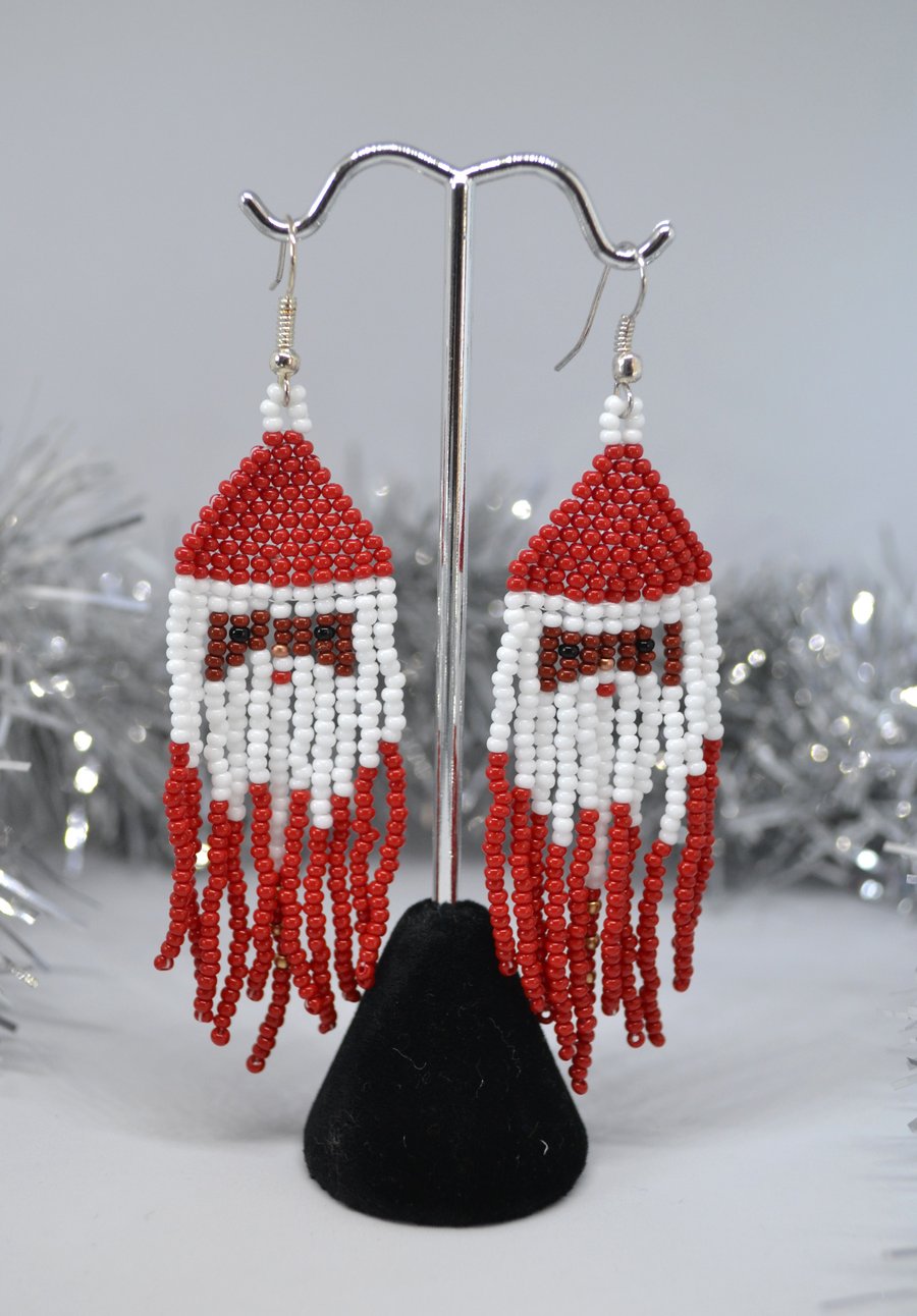 Long Santa Tassel Beadwork Earrings - Skin Tone No. 3