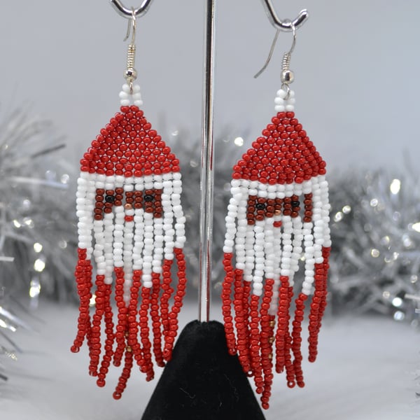 Long Santa Tassel Beadwork Earrings - Skin Tone No. 3